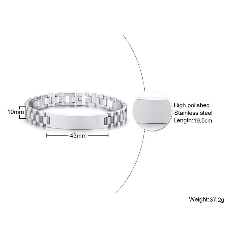 Custom Name Engraved Name Titanium Steel Bracelet for Men