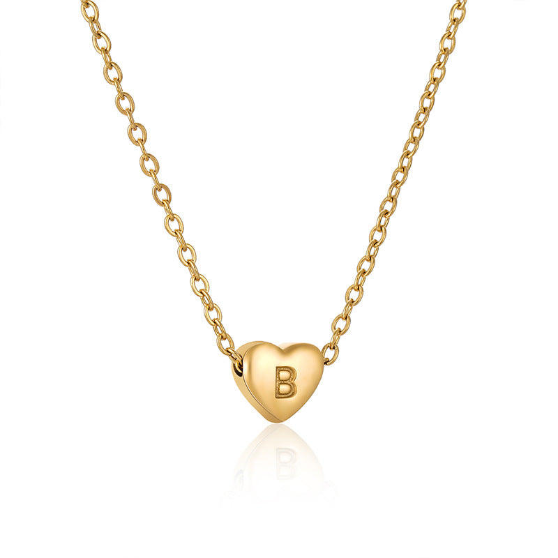18K Plated Heart Initial Letter Necklace