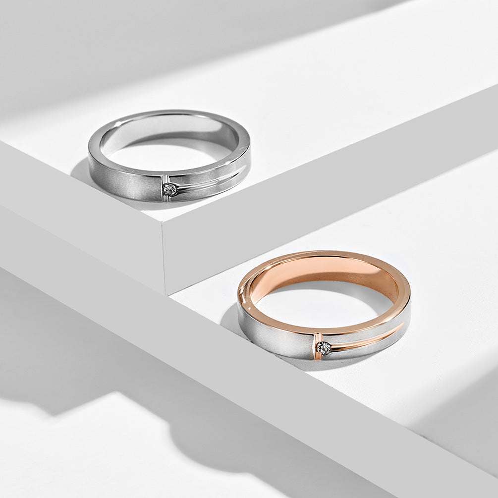 Simple Titanium Steel Couples Rings