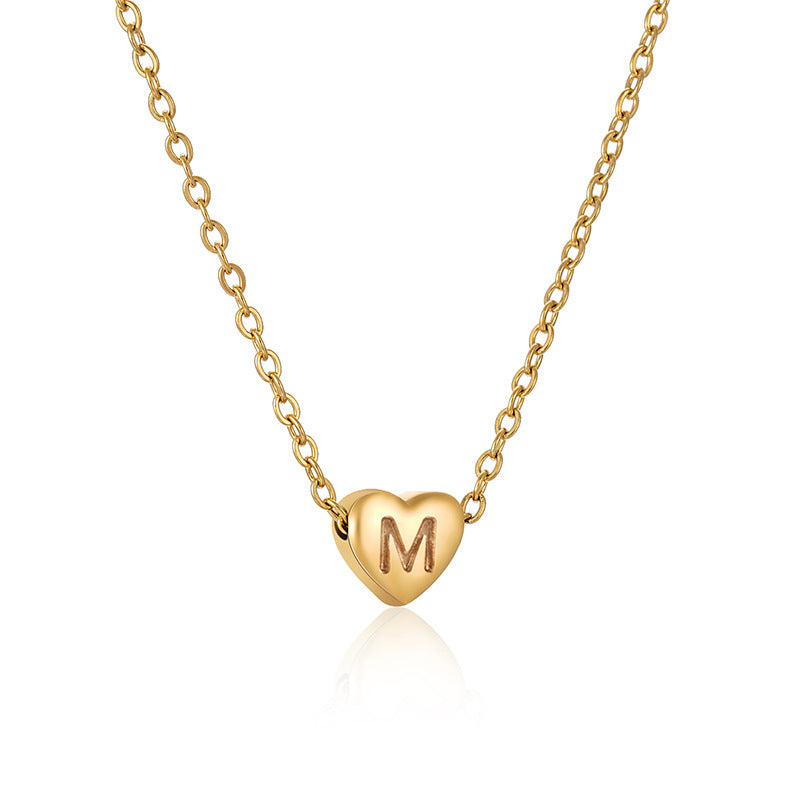 18K Plated Heart Initial Letter Necklace