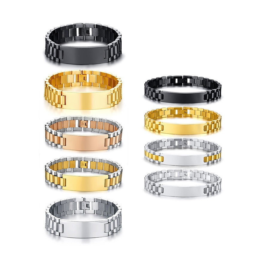 Custom Name Engraved Name Titanium Steel Bracelet for Men