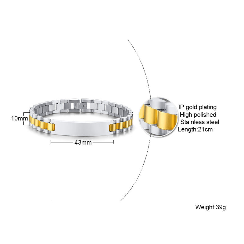 Custom Name Engraved Name Titanium Steel Bracelet for Men