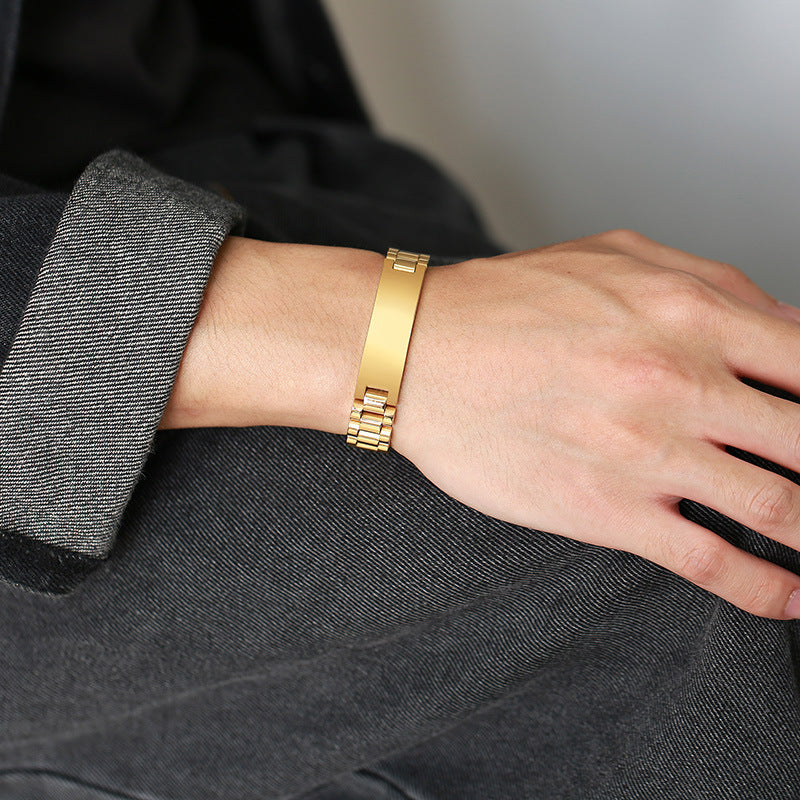 Custom Name Engraved Name Titanium Steel Bracelet for Men