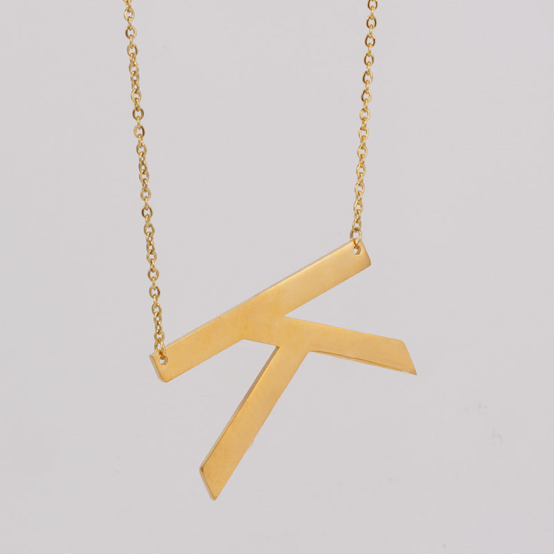 18K Plated Stainless Steel Big Initial Letter Necklace