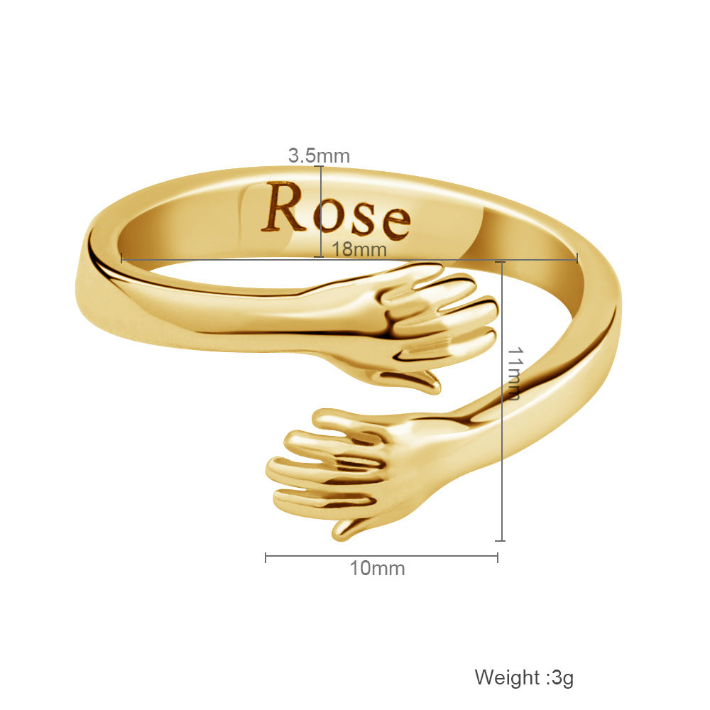 Adjustable Engraved Name Hug Rings