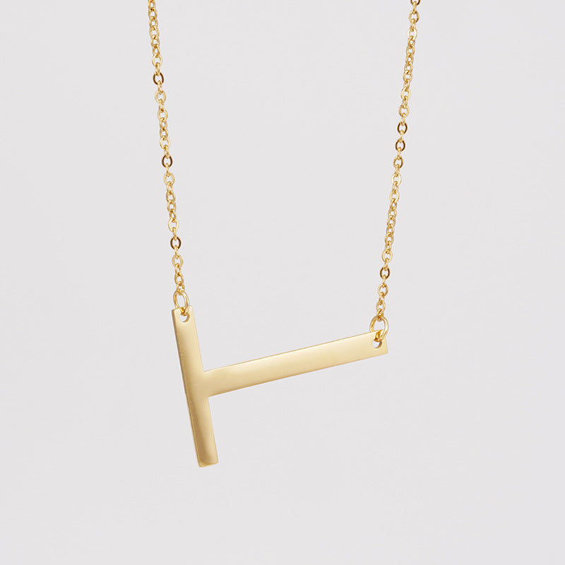 18K Plated Stainless Steel Big Initial Letter Necklace