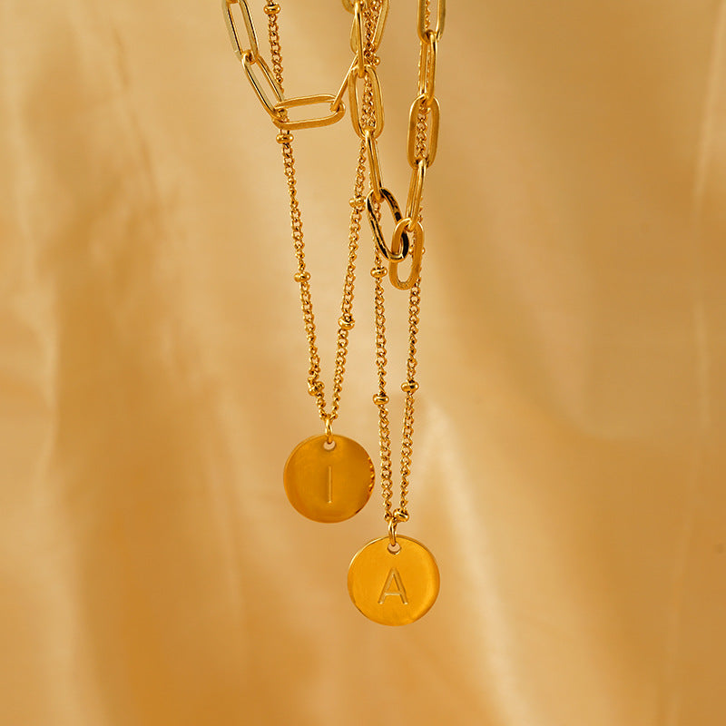 Layered Initial Letter Necklace Set