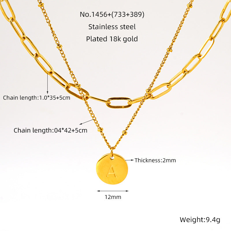 Layered Initial Letter Necklace Set