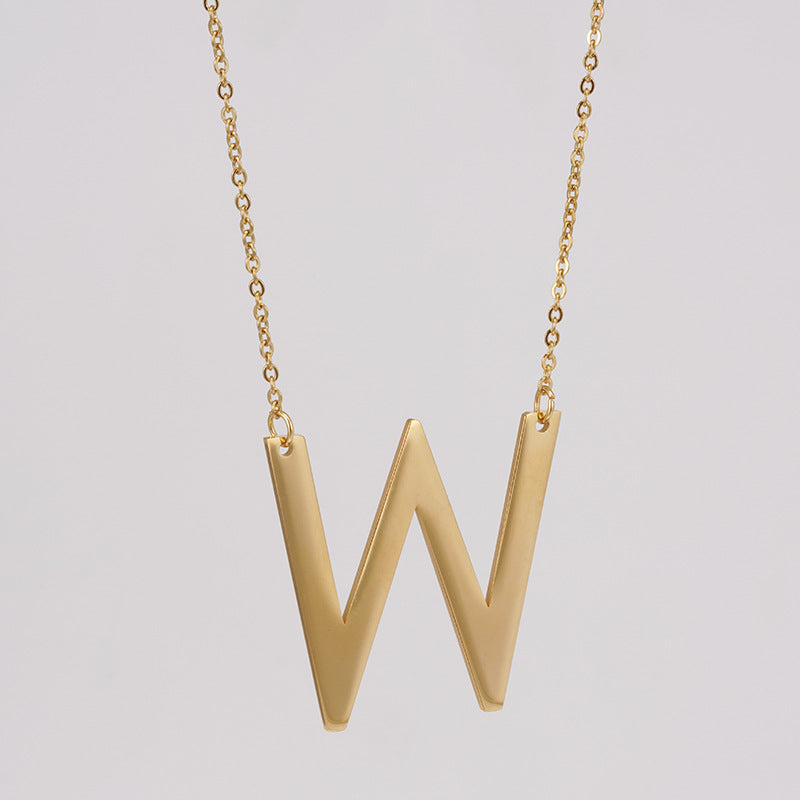 18K Plated Stainless Steel Big Initial Letter Necklace