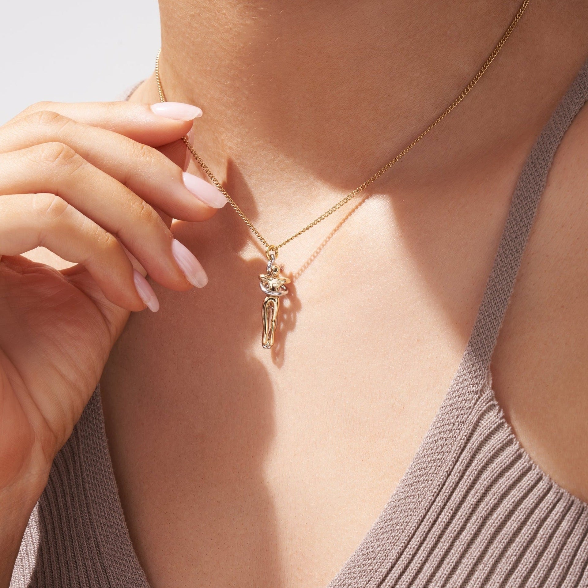 18K Plated Couples Lovers Hug Necklace