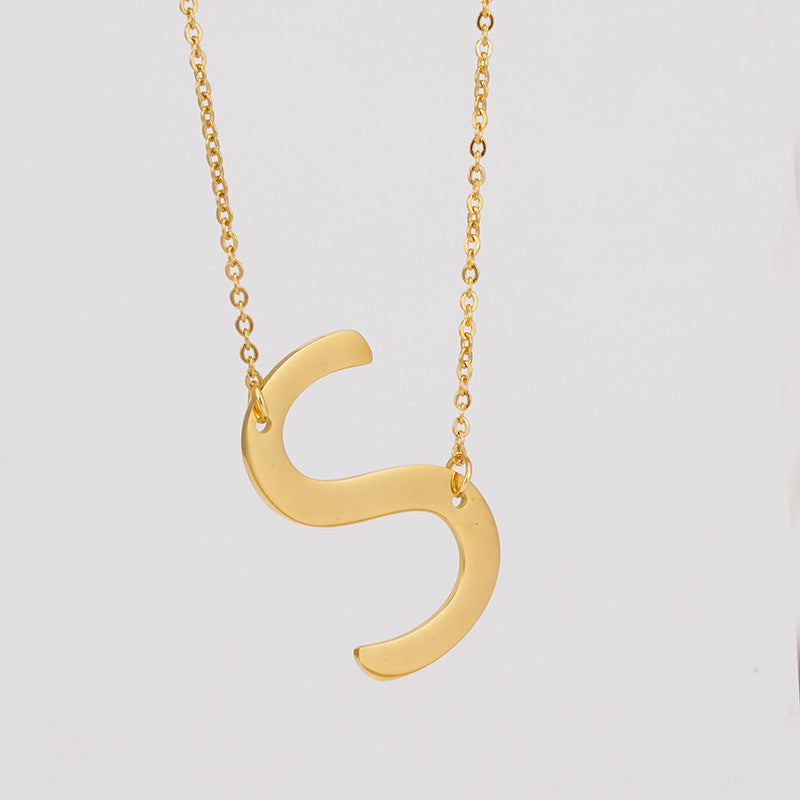 18K Plated Stainless Steel Big Initial Letter Necklace