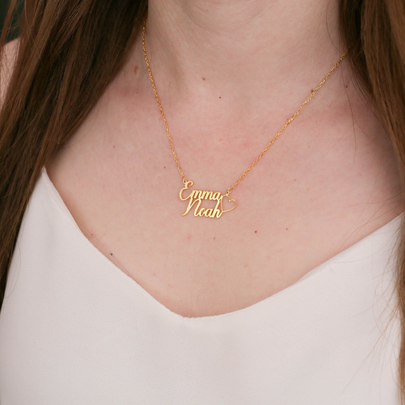 Name Necklace Double Layer Name Pendant