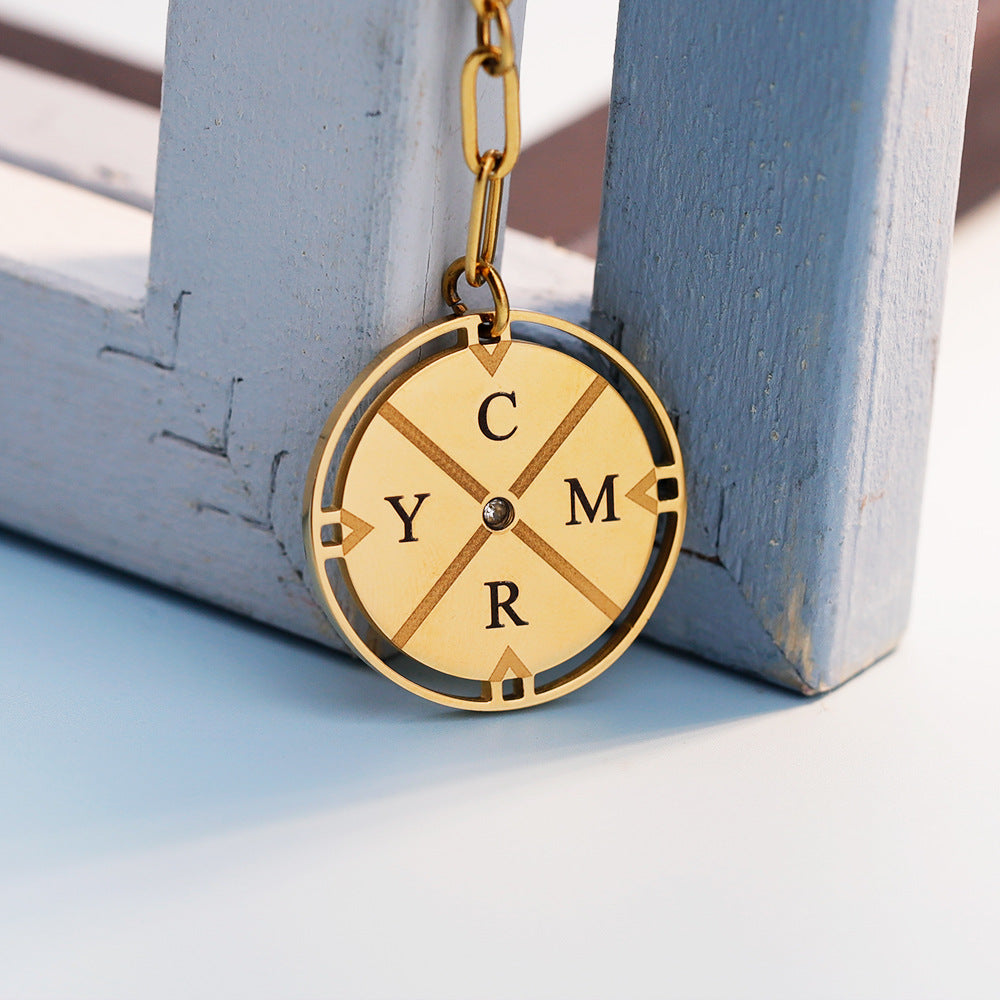 Custom Letter Compass Necklace for Couples Women Men
