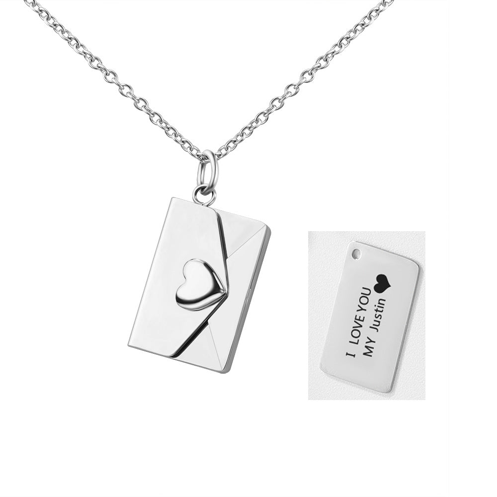 Envelope Necklace with Custom Engraving, Love Letter Secret Message Necklace, Gift for Girlfriend/Friend/Sister/Daughter/Wife/Mom/Women