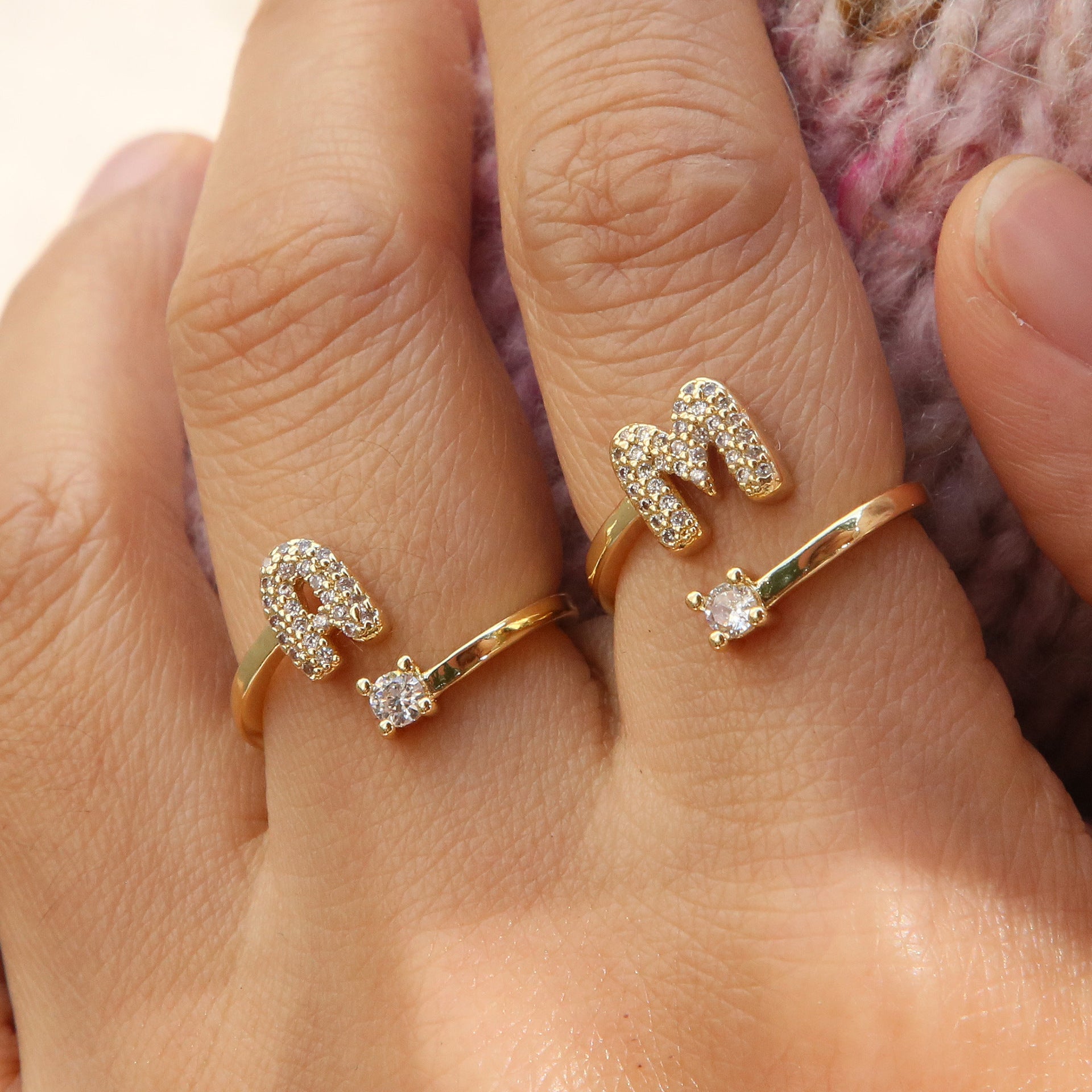 18K Plated Adjustable Initial Letter Ring