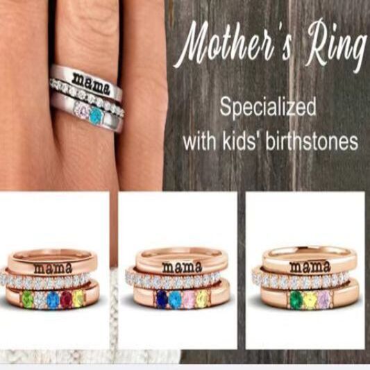Custom Name Birthstone Rings 3pcs/set