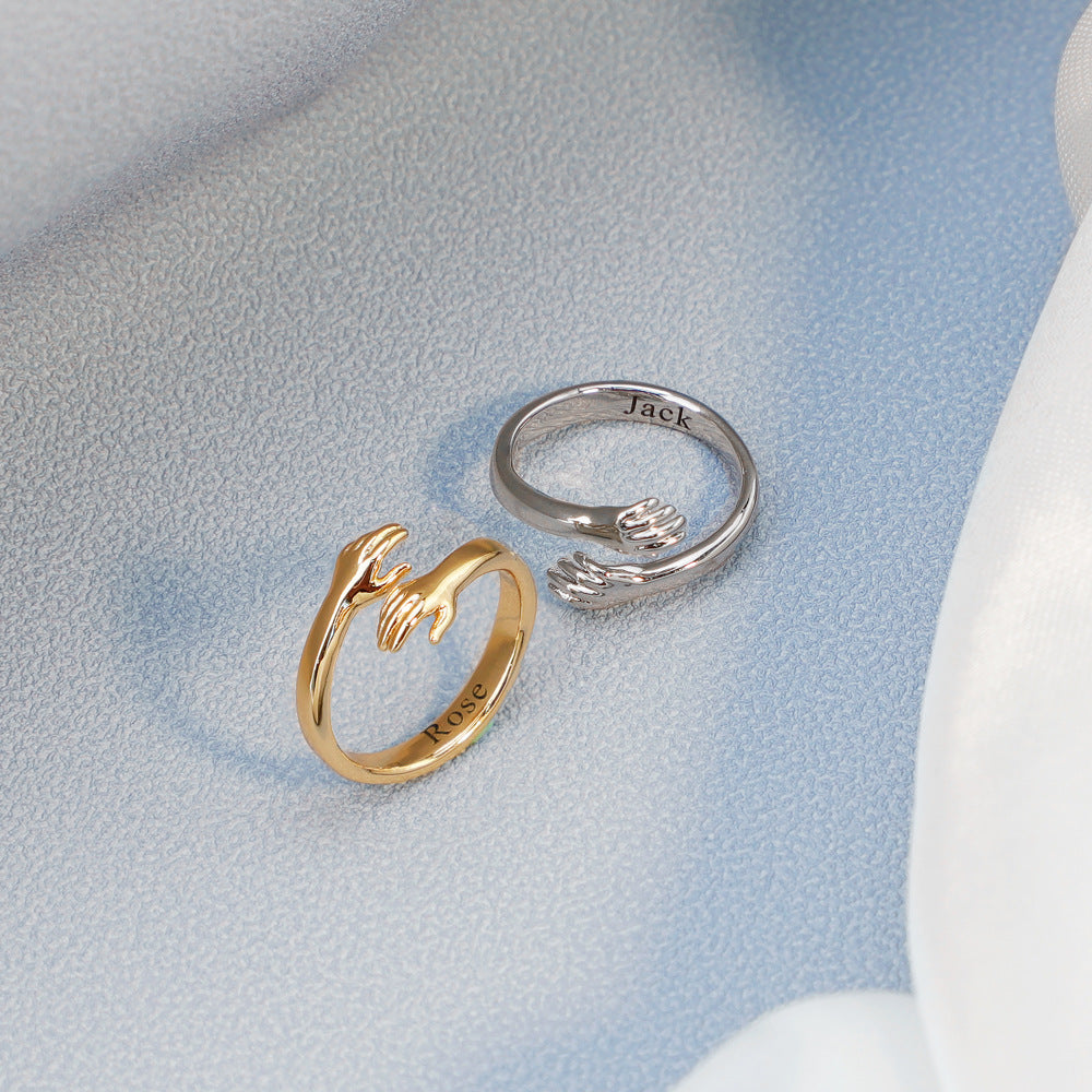 Adjustable Engraved Name Hug Rings