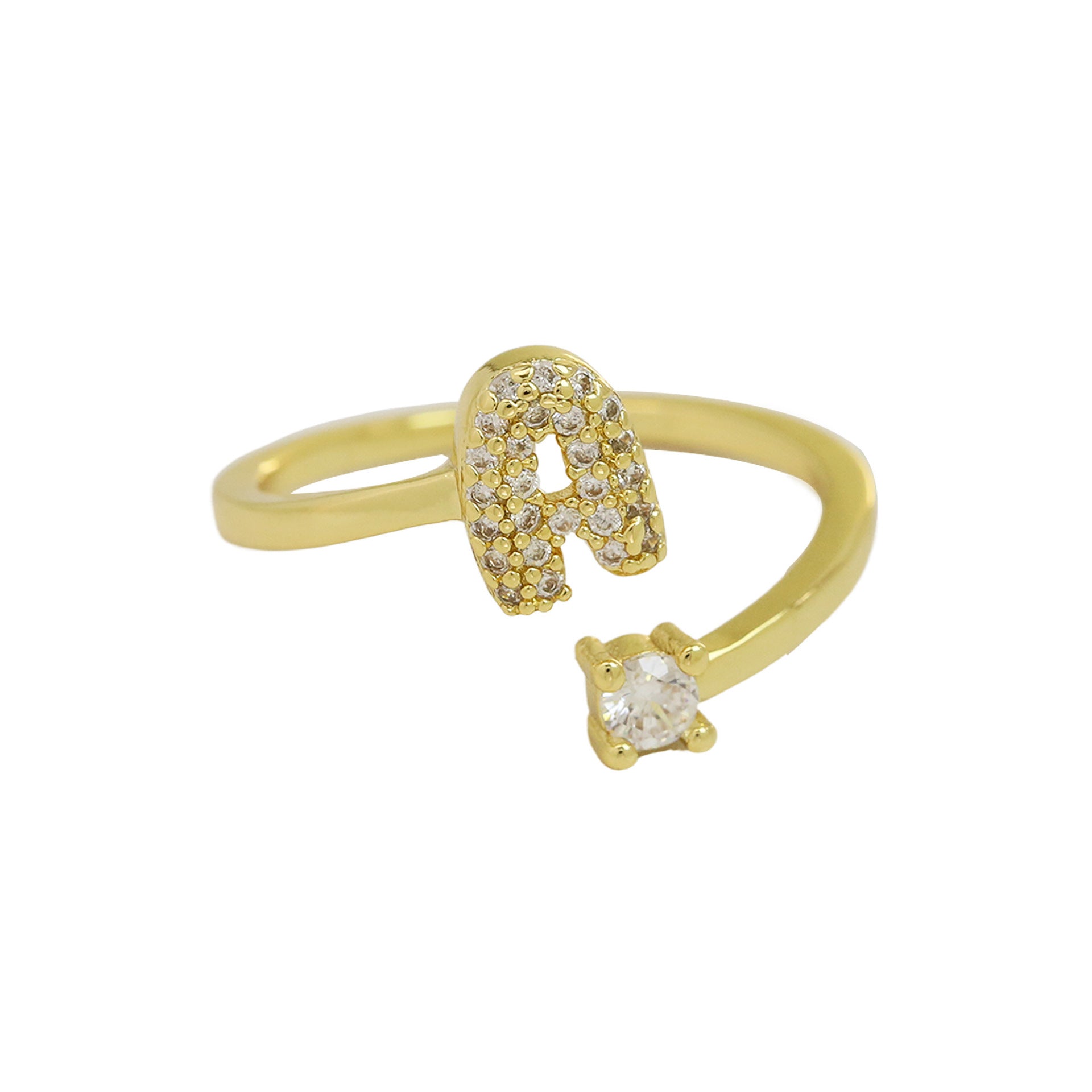 18K Plated Adjustable Initial Letter Ring