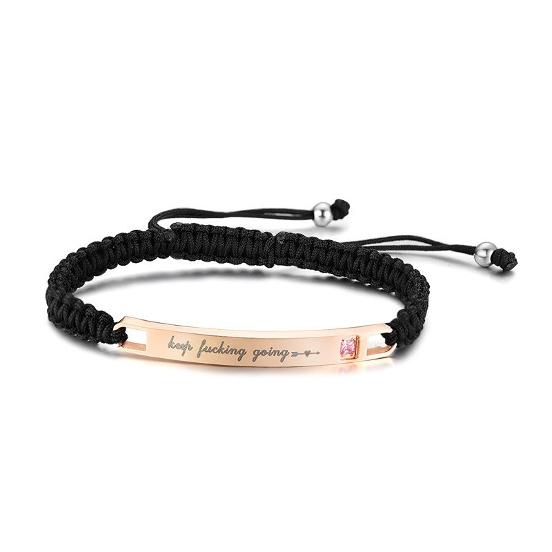 Custom Message Woven Bracelet for Couples