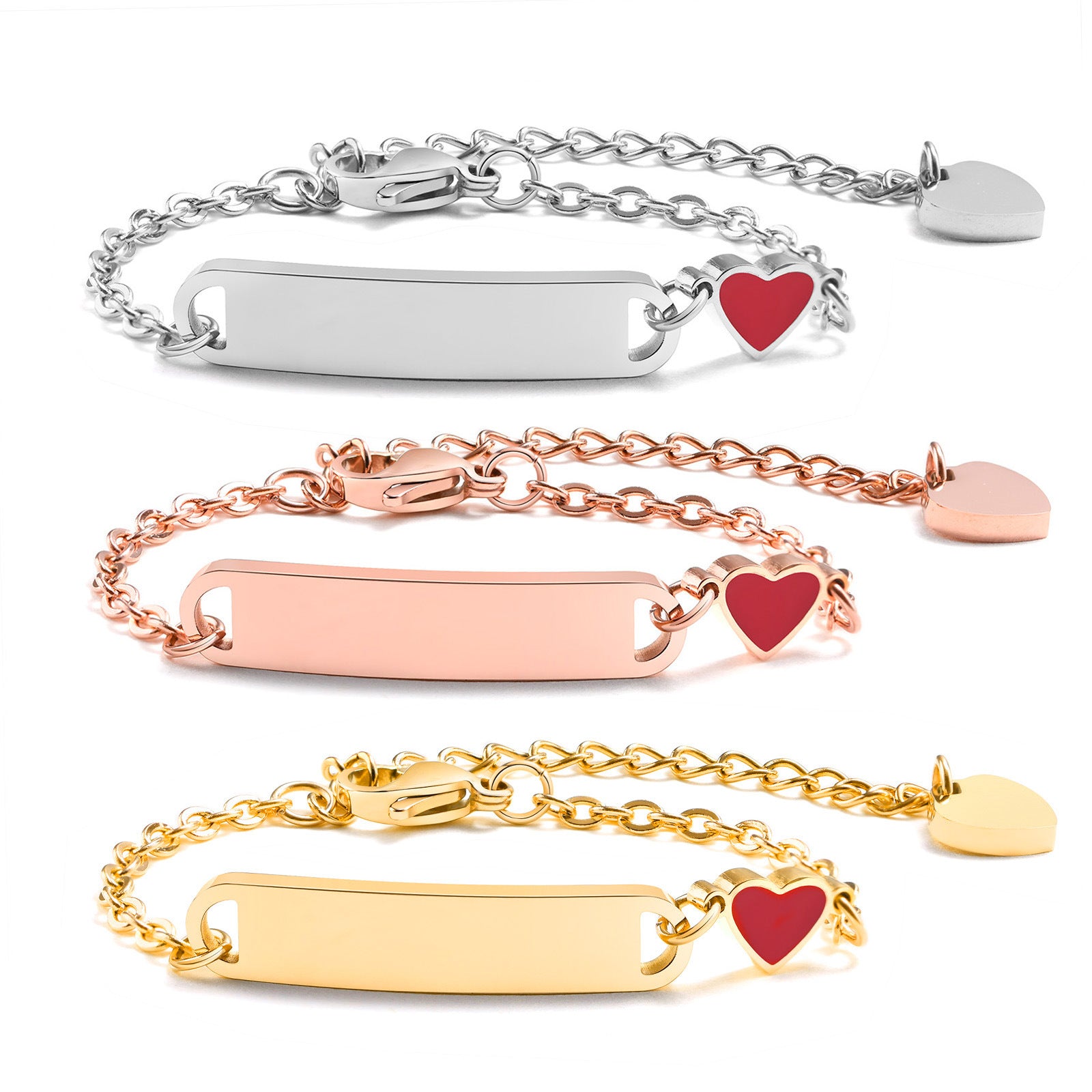 Custom Girls Kids Heart Bracelet