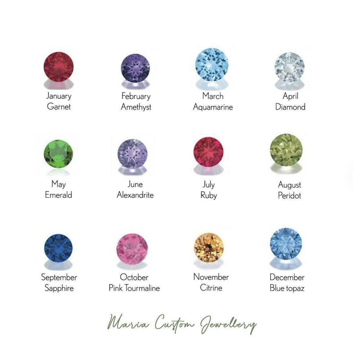 Initial & Birthstone Droplet Necklace