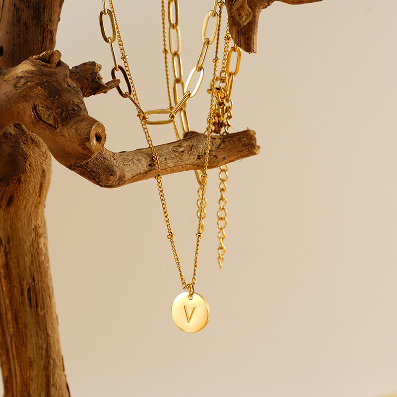 Layered Initial Letter Necklace Set