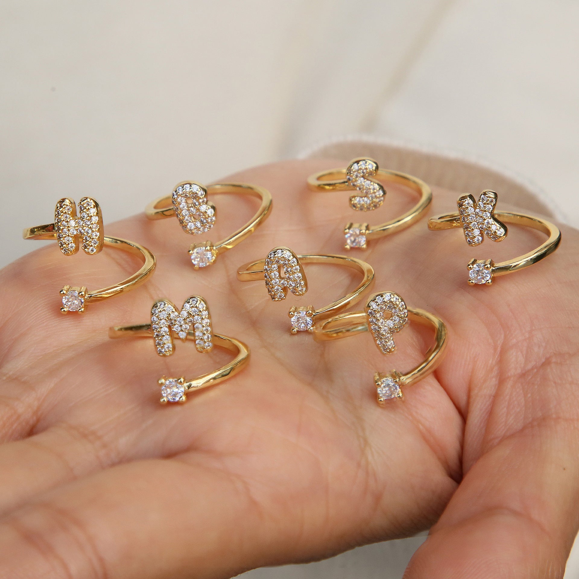 18K Plated Adjustable Initial Letter Ring