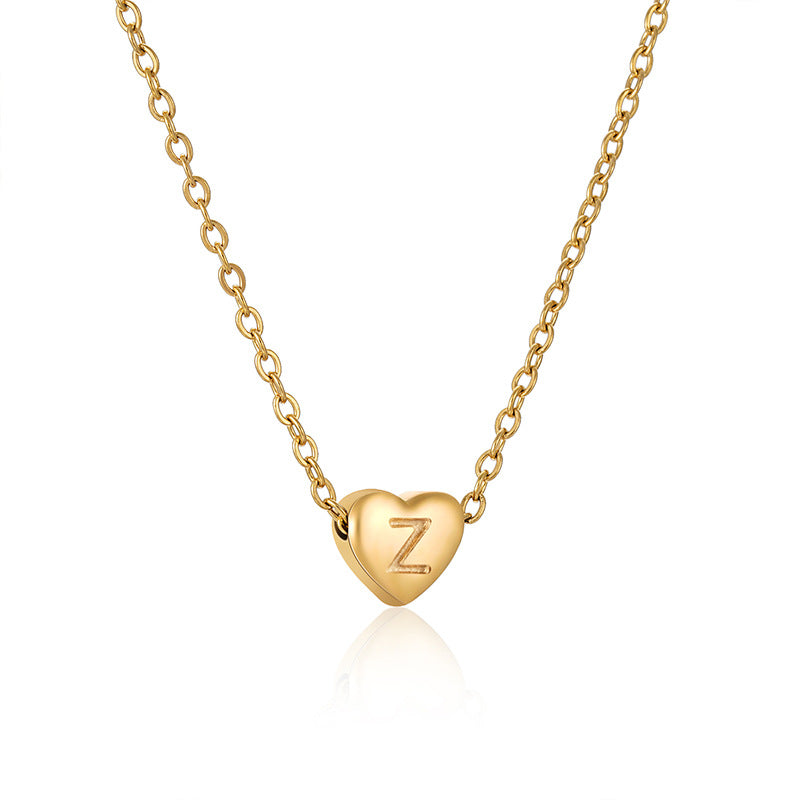18K Plated Heart Initial Letter Necklace