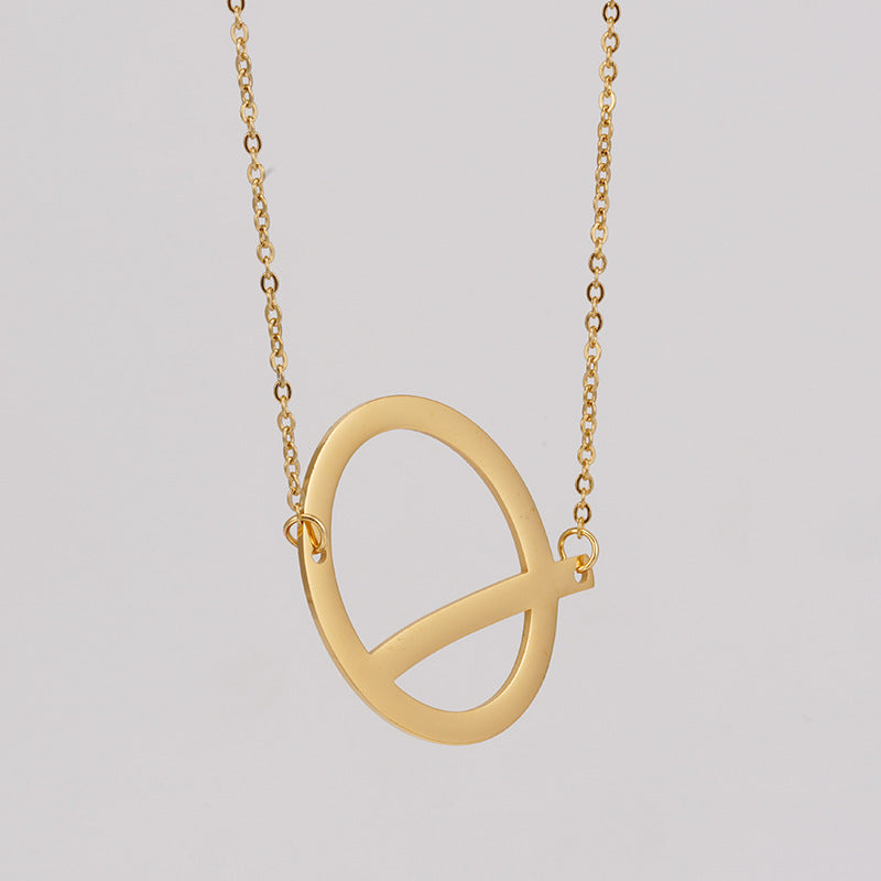 18K Plated Stainless Steel Big Initial Letter Necklace