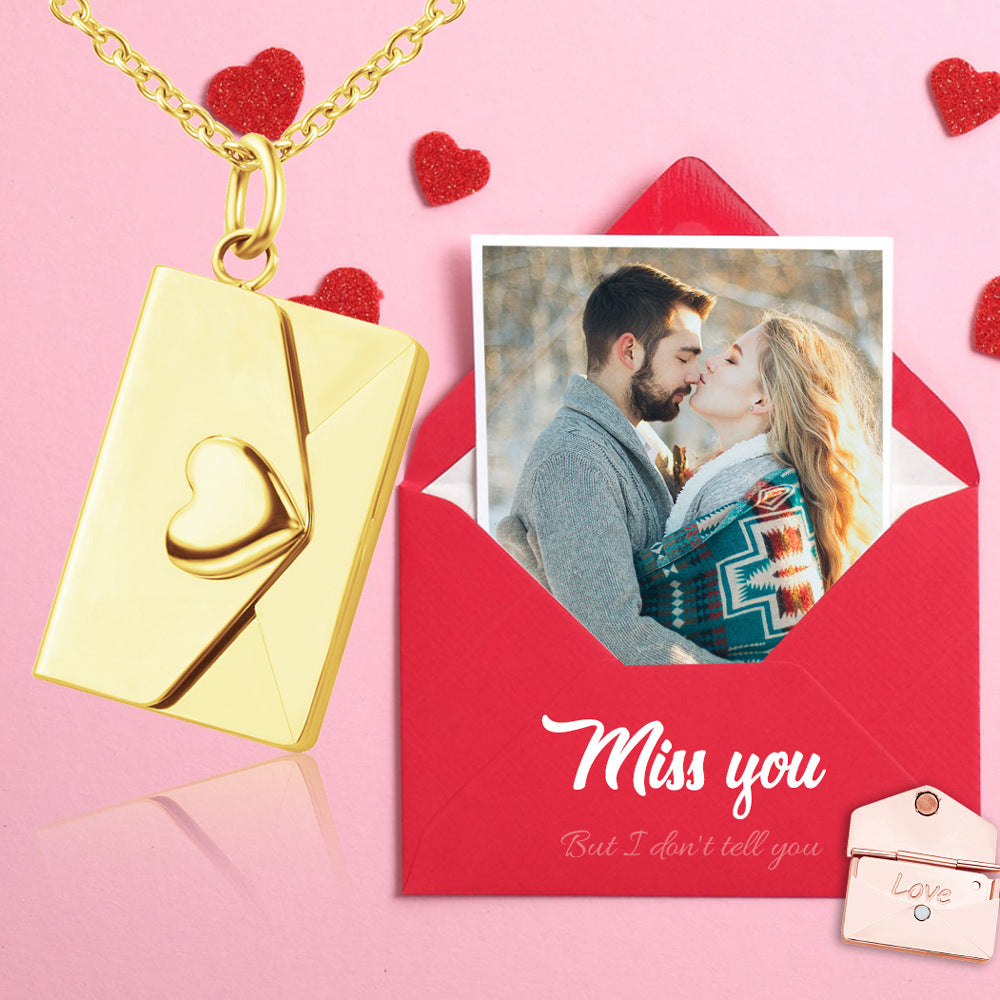 Envelope Necklace with Custom Engraving, Love Letter Secret Message Necklace, Gift for Girlfriend/Friend/Sister/Daughter/Wife/Mom/Women