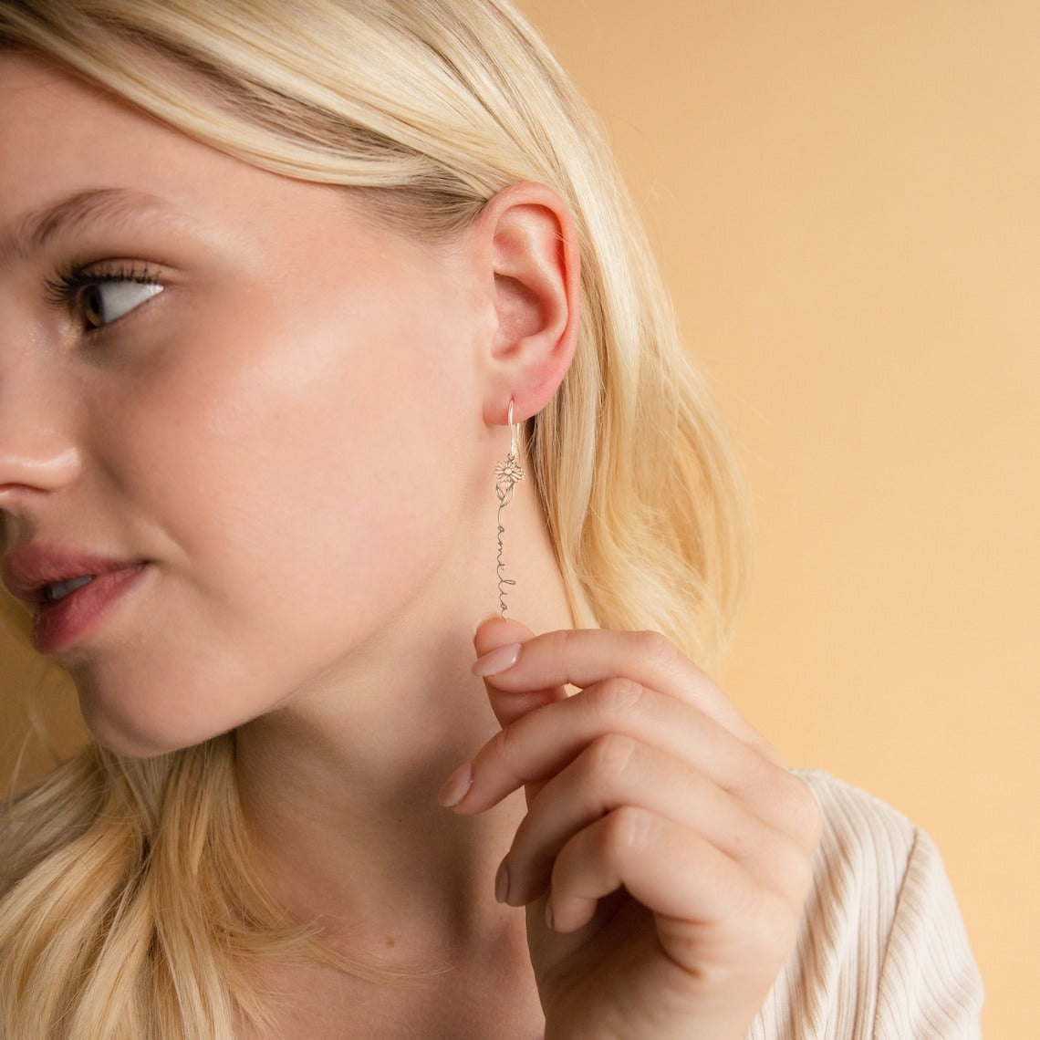 Custom Name with Birth Flower Earring