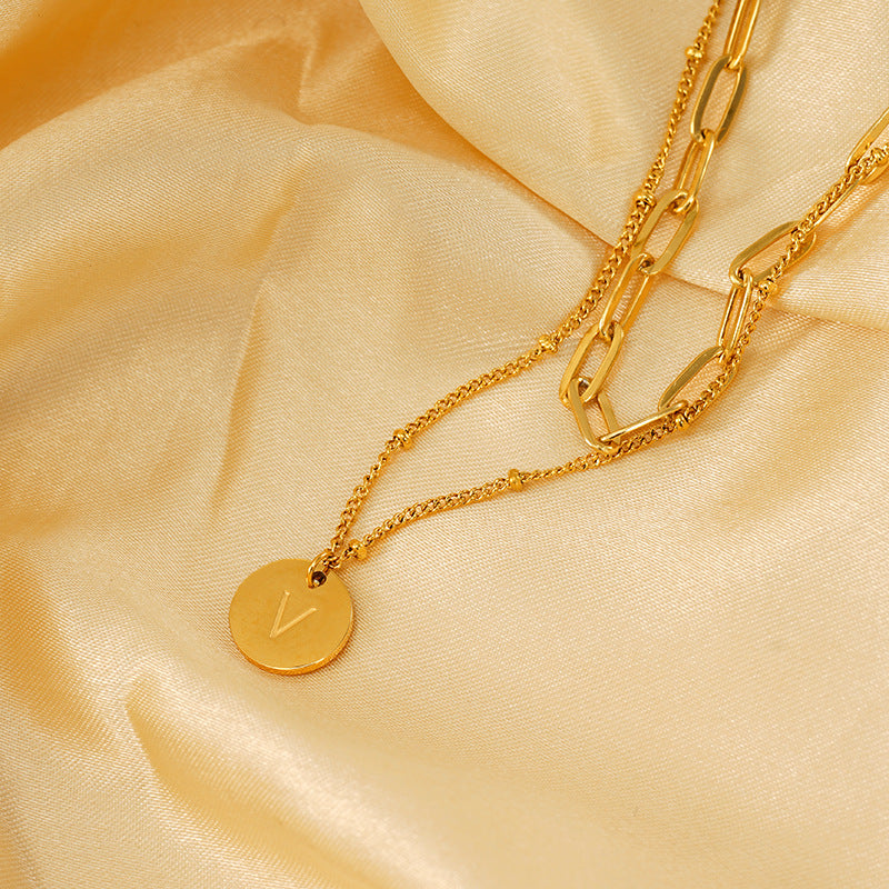 Layered Initial Letter Necklace Set