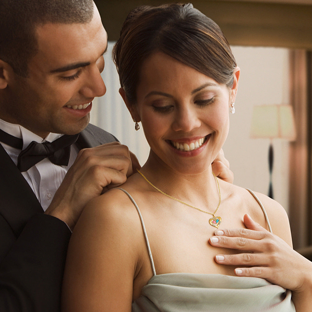 Personalized Birthstone Heart Necklace, Gift for Girlfriend Wife Mom Friends