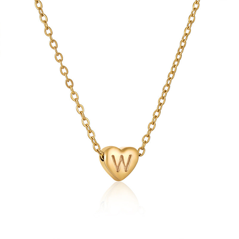 18K Plated Heart Initial Letter Necklace
