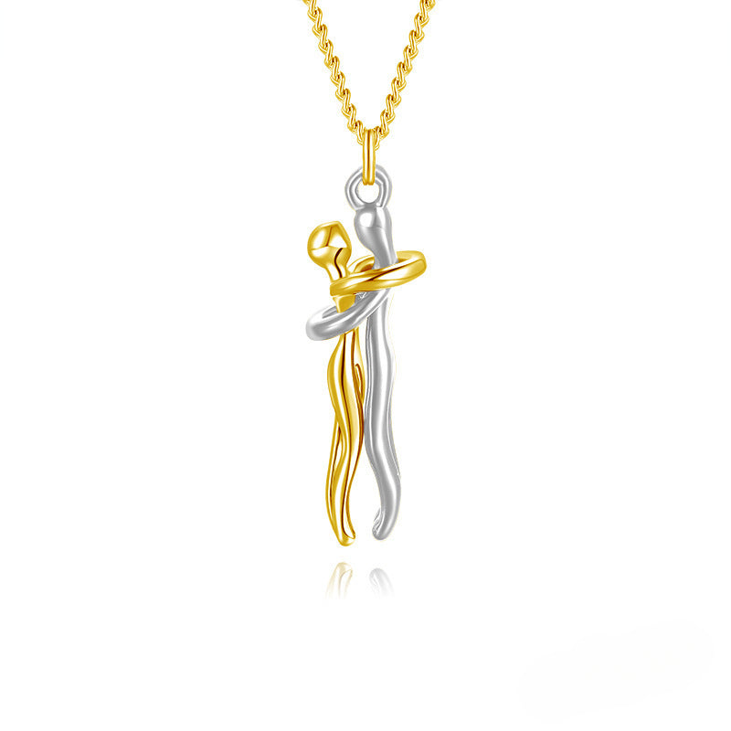18K Plated Couples Lovers Hug Necklace