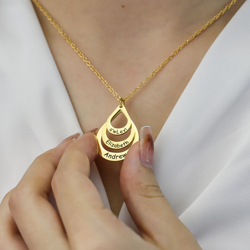 Personalized Engraved Family Name Necklaces Gifts For Mother's Day