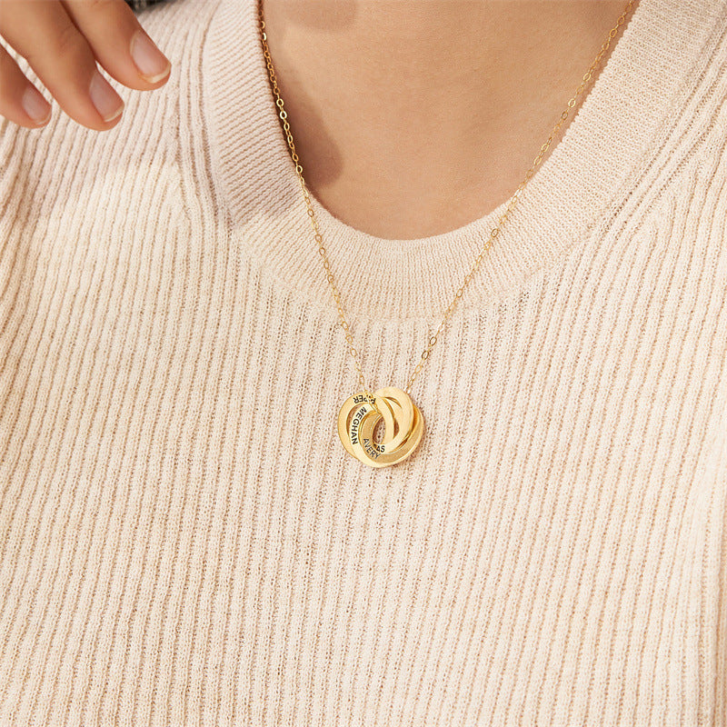 Custom Multi Circle Family Name Necklace for Mom Wife Grandma Women Friends