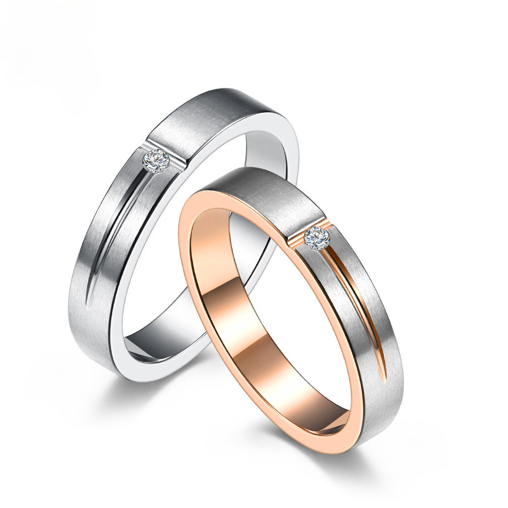 Simple Titanium Steel Couples Rings