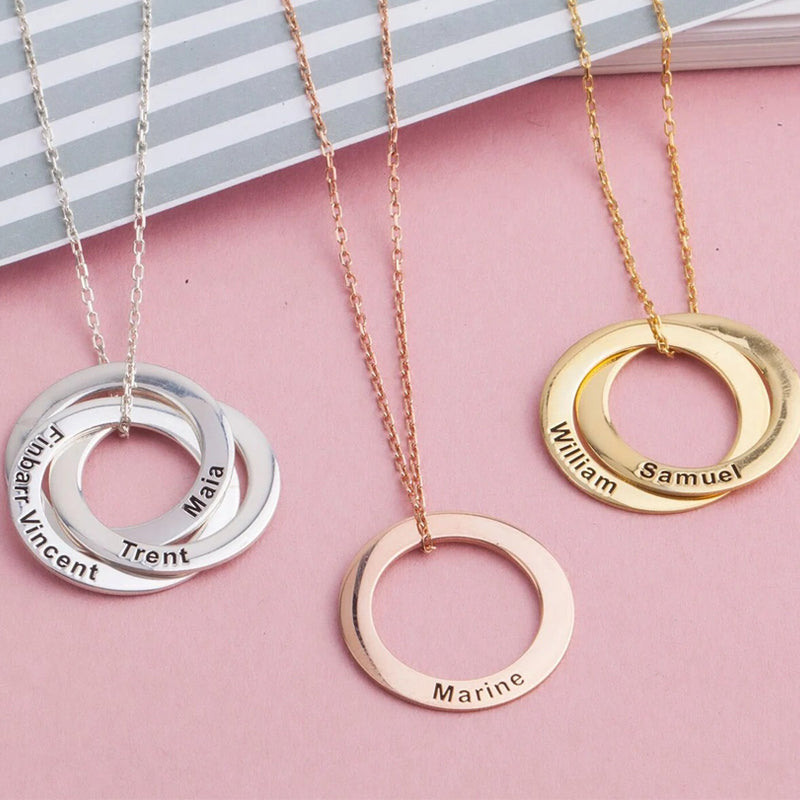 Custom Multi Circle Family Name Necklace for Mom Wife Grandma Women Friends