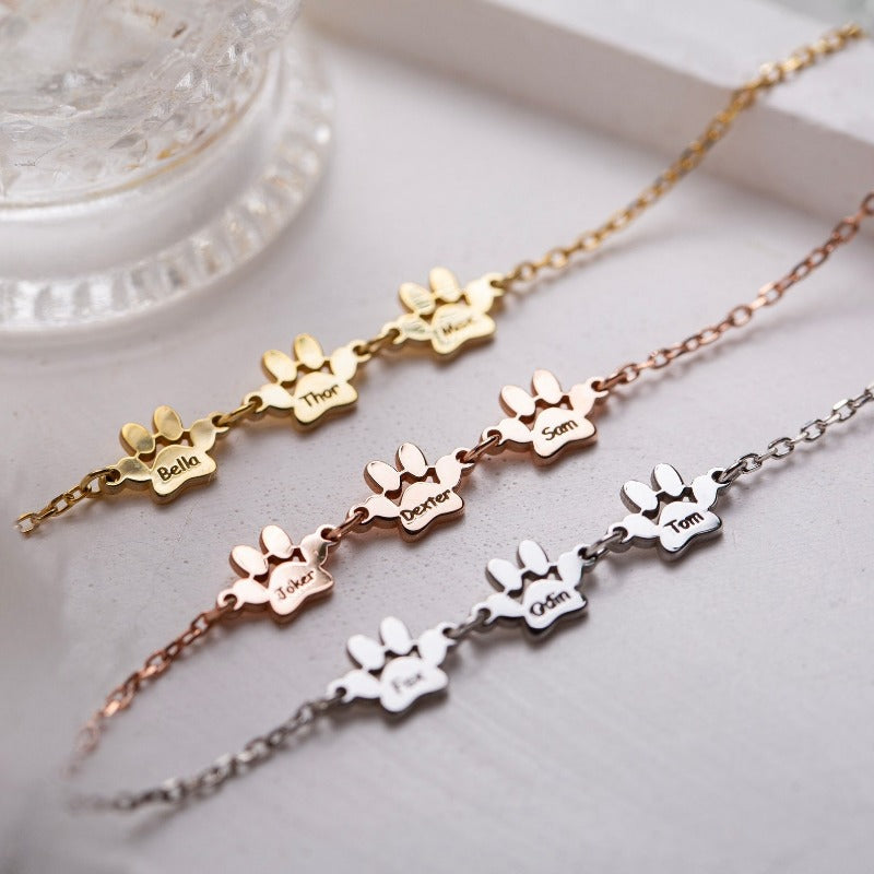 Personalized Pet Dog Cat Name Bracelet for Mom Women, Pet Lover Gift