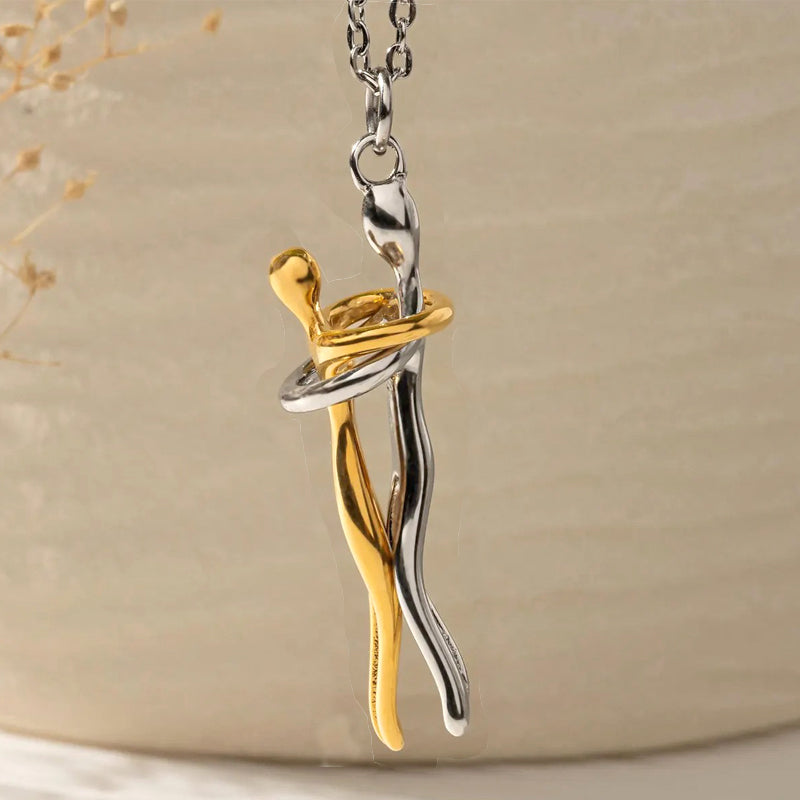 18K Plated Couples Lovers Hug Necklace