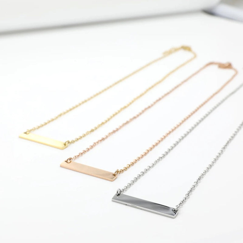 18K Plated Personalized Name / Message Bar Necklace