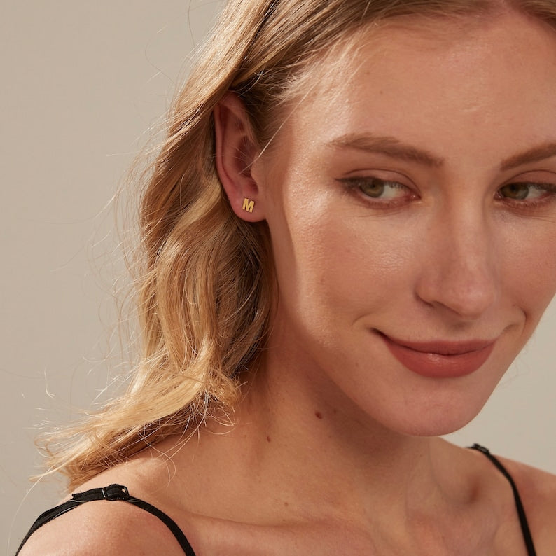 Custom Initial Stud Earrings, Trendy Best Friend Gift